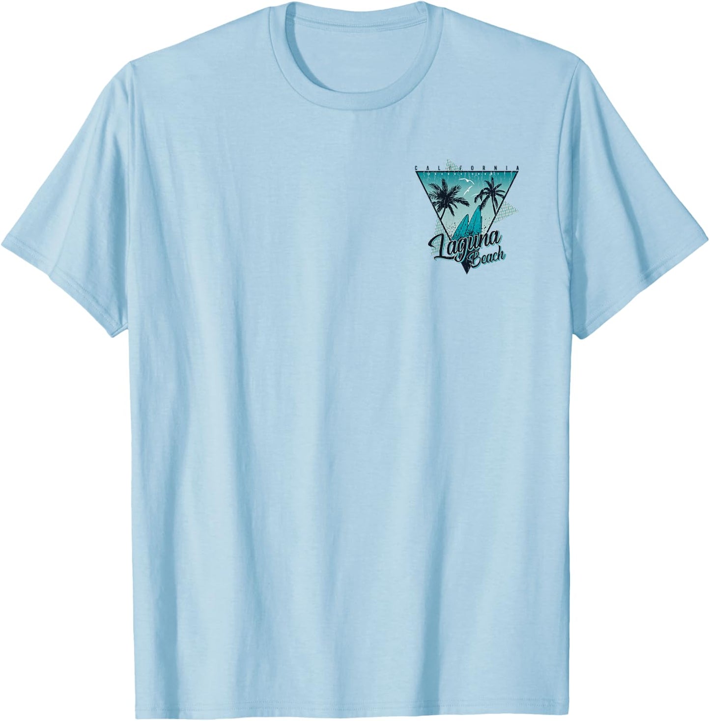2-Sided Laguna Beach California Summer Vintage Surfing Style T-Shirt - T-Shirt | Light Blue