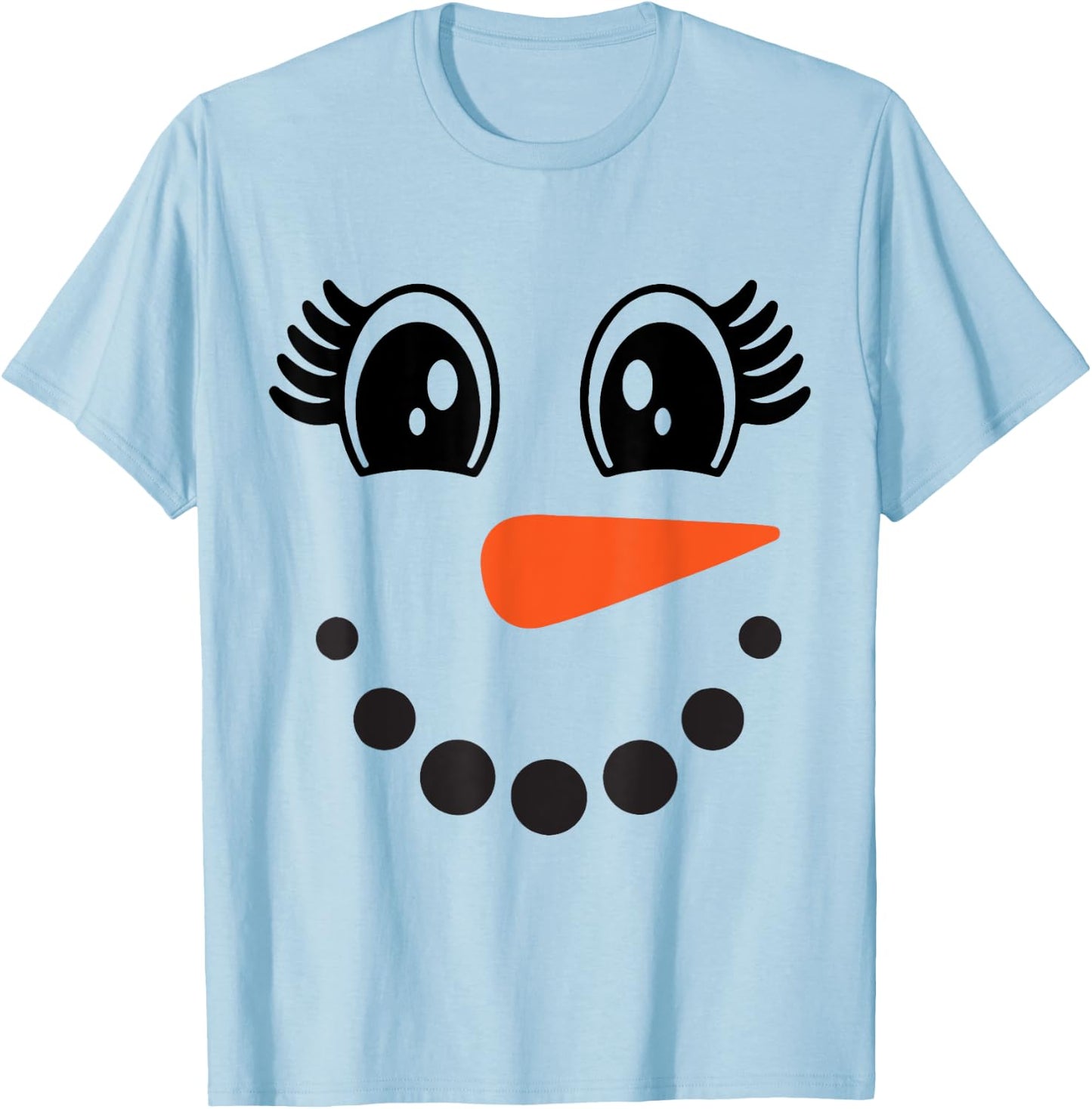 Snowman Girl Face For Girls Christmas Winter T-Shirt - T-Shirt | Light Blue