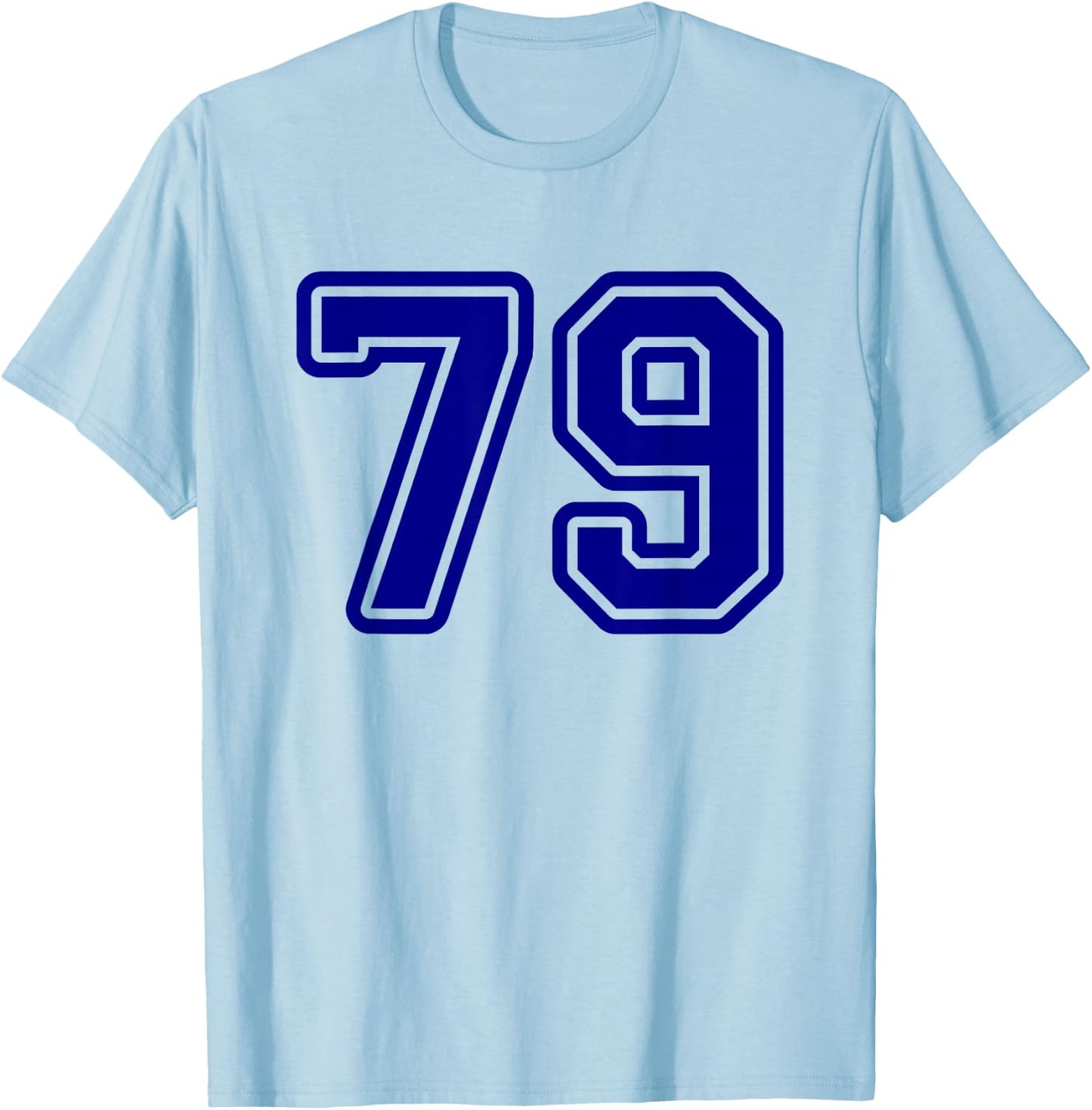 Blue Sports Team Number #79 T-Shirt - T-Shirt | Light Blue