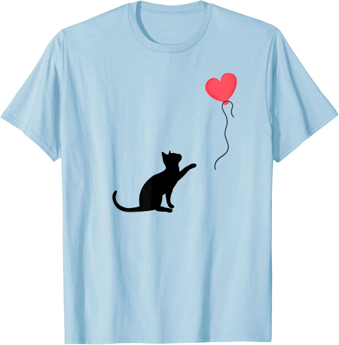 Cute Cat or Kitten Heart Balloon Cat Mom Cat Dad T-Shirt - T-Shirt | Light Blue