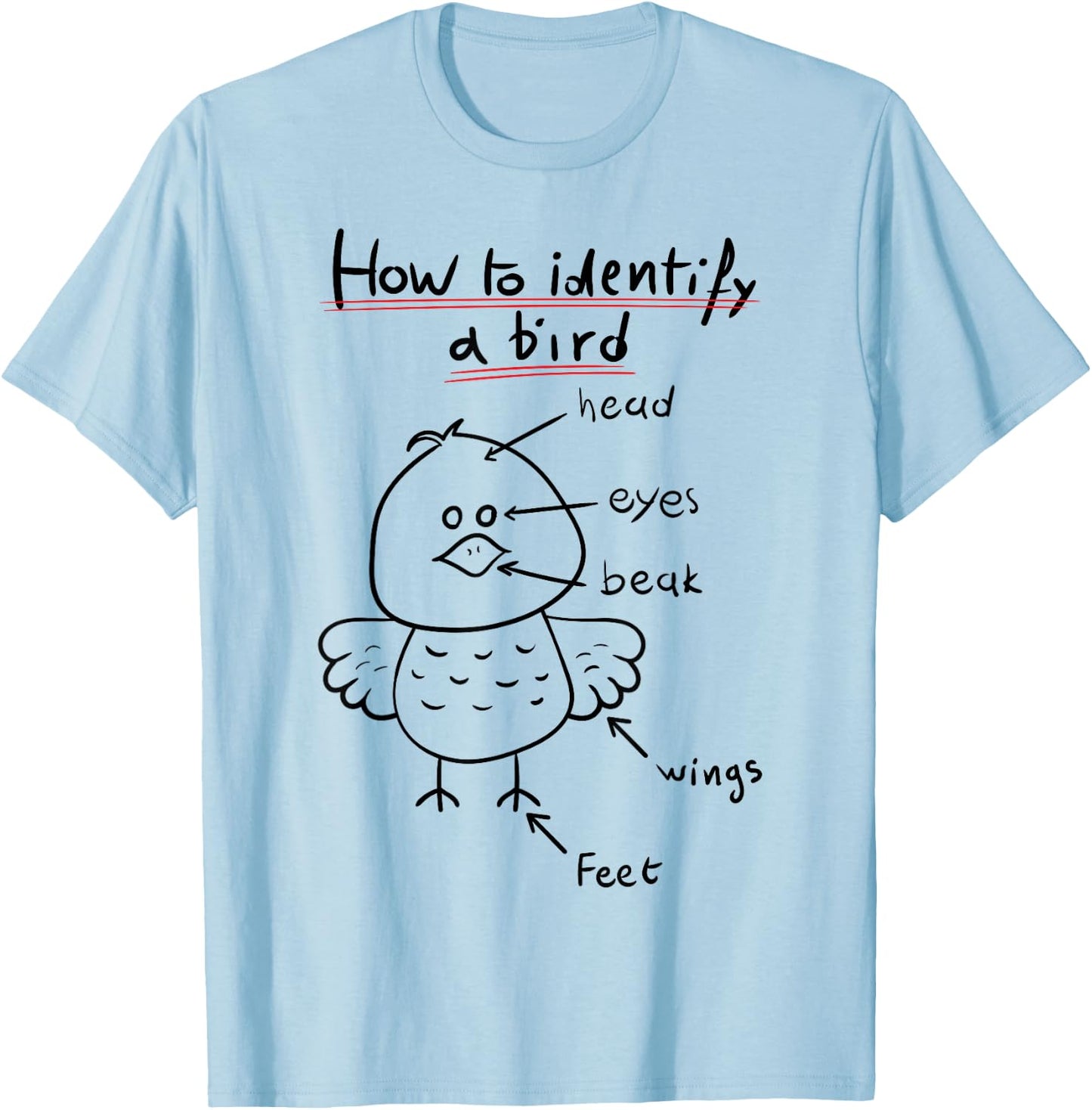 How To Identify A Bird, Funny Physiology Study Diagram T-Shirt - T-Shirt | Light Blue