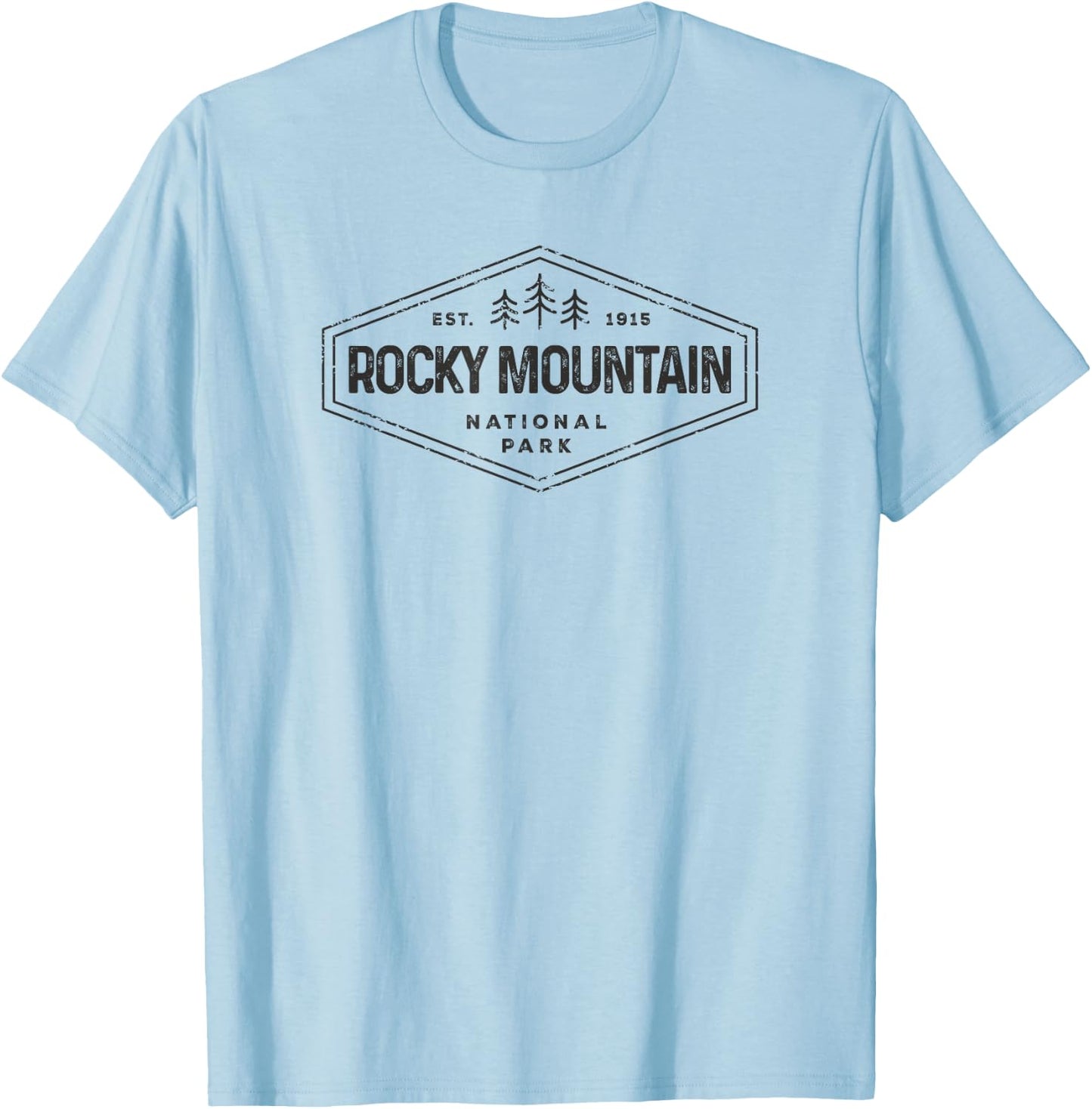 Rocky Mountains National Park Shirt Badge Camping Hiking T-Shirt - T-Shirt | Light Blue