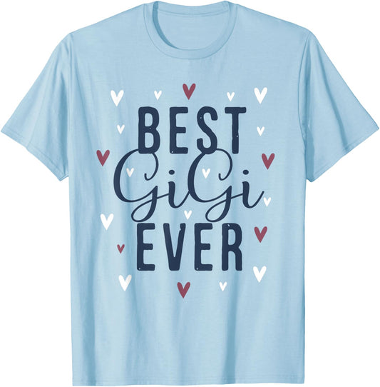 Best Gigi Ever Gifts Cute Love Heart Print T-Shirt - T-Shirt | Light Blue