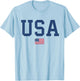USA Shirt Women Men Kids American Flag Patriotic 4th of July T-Shirt - T-Shirt | Light Blue