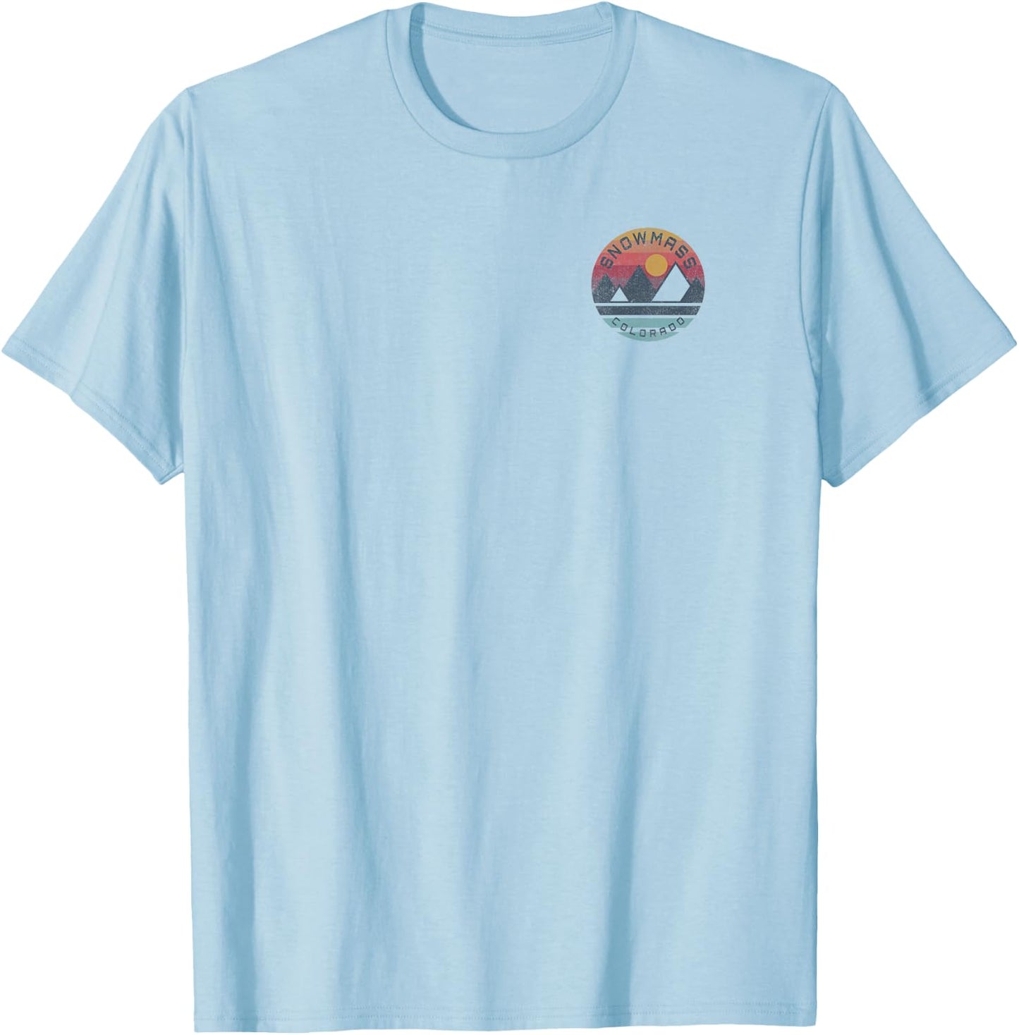 Snowmass, Colorado Mountain Graphic T-Shirt - T-Shirt | Light Blue