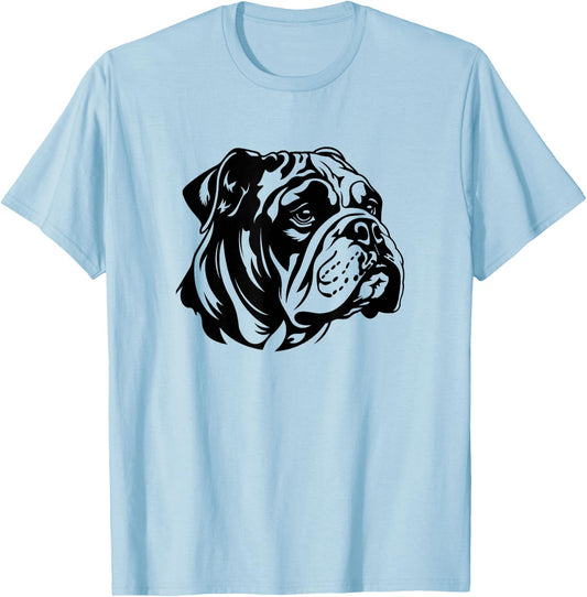 Minimalist English Bulldog T-Shirt - T-Shirt | Light Blue
