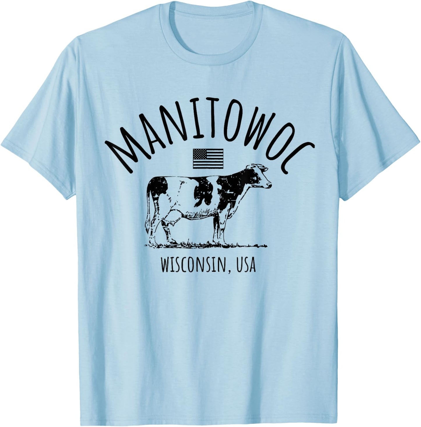 Manitowoc Wisconsin USA Retro Cow Vintage Style Design T-Shirt - T-Shirt | Light Blue