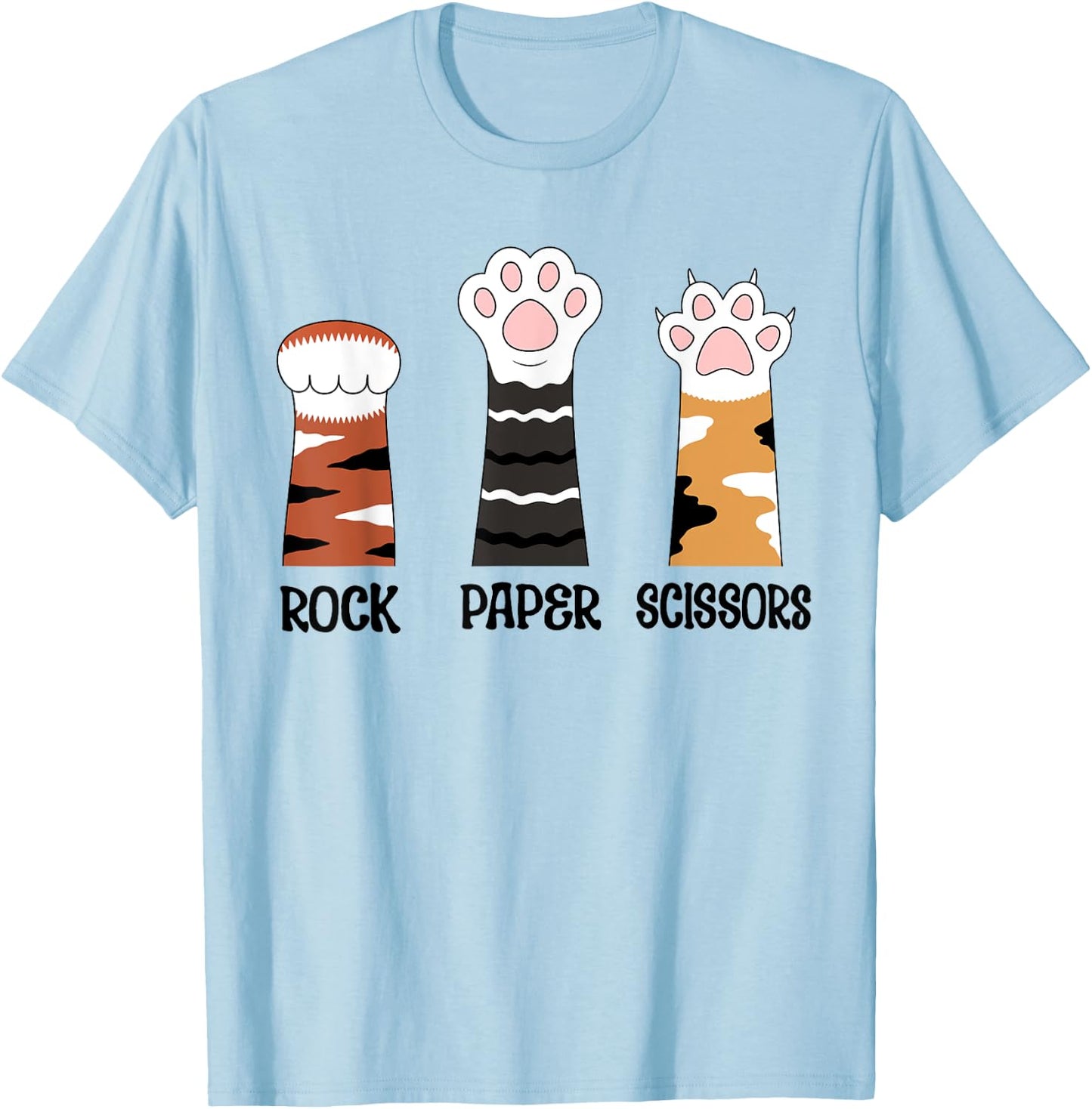 Funny Cat Paws Rock Paper Scissors Loves Playing Boys Kids T-Shirt - T-Shirt | Light Blue