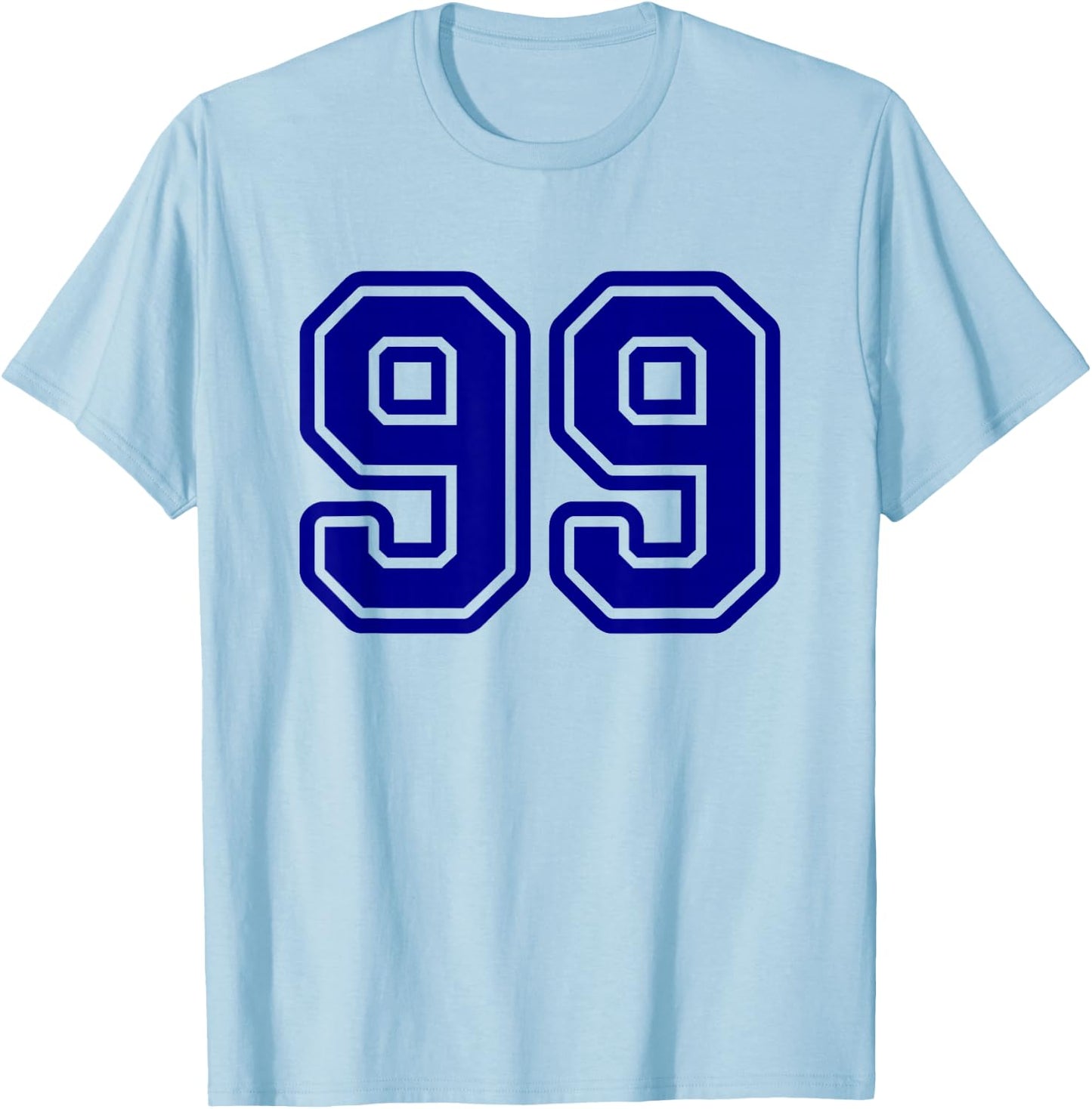 Number #99 Blue Sport Varsity Number 99 T-Shirt - T-Shirt | Light Blue