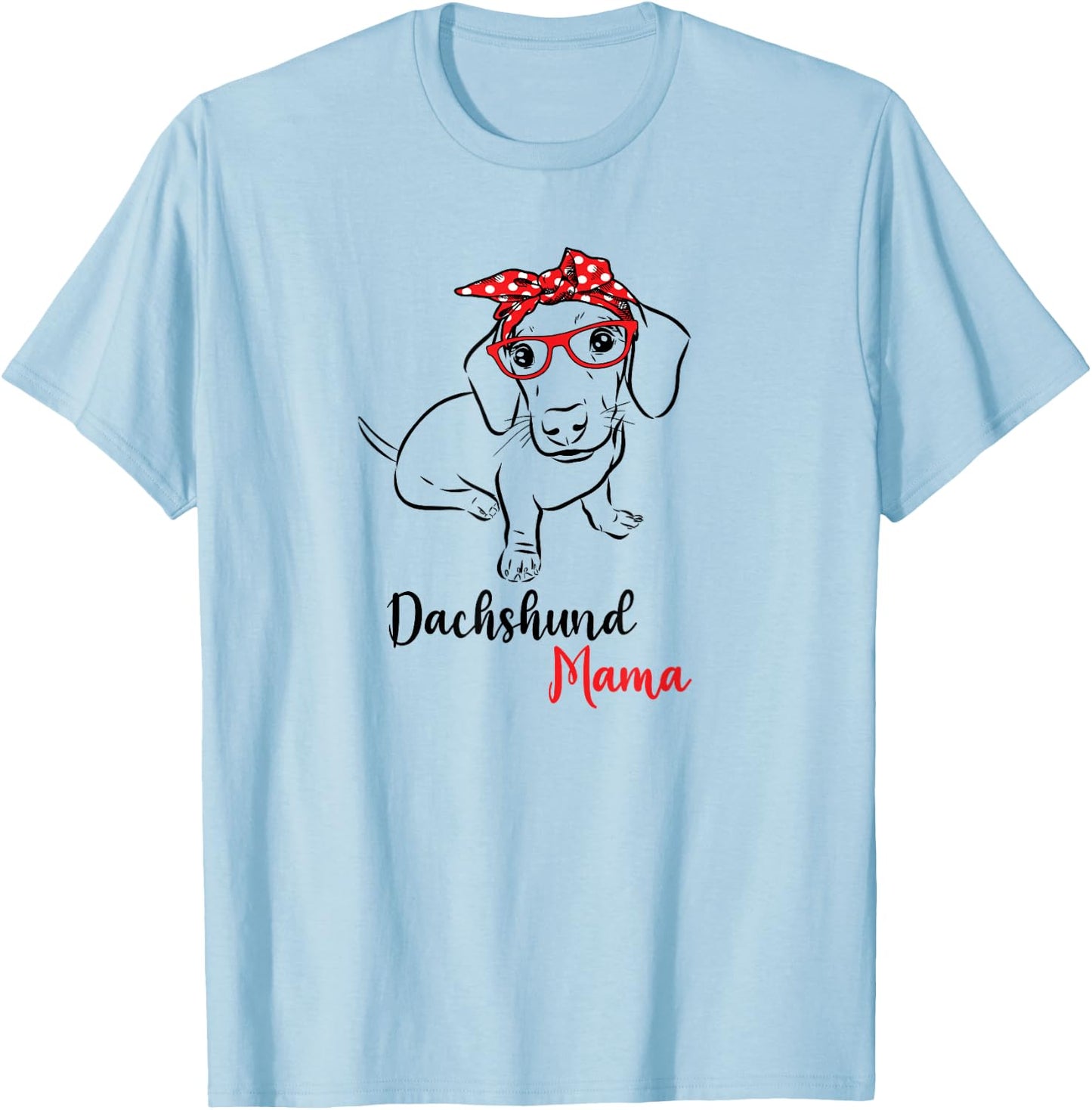 Cute Red Bandana Glasses Mom Lover Dachshund Mama T-Shirt - T-Shirt | Light Blue