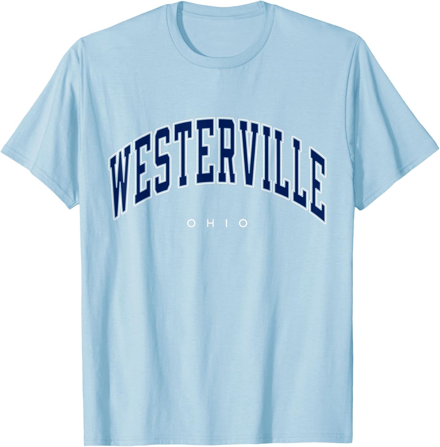 Westerville Ohio OH Varsity Style Navy Text T-Shirt - T-Shirt | Light Blue