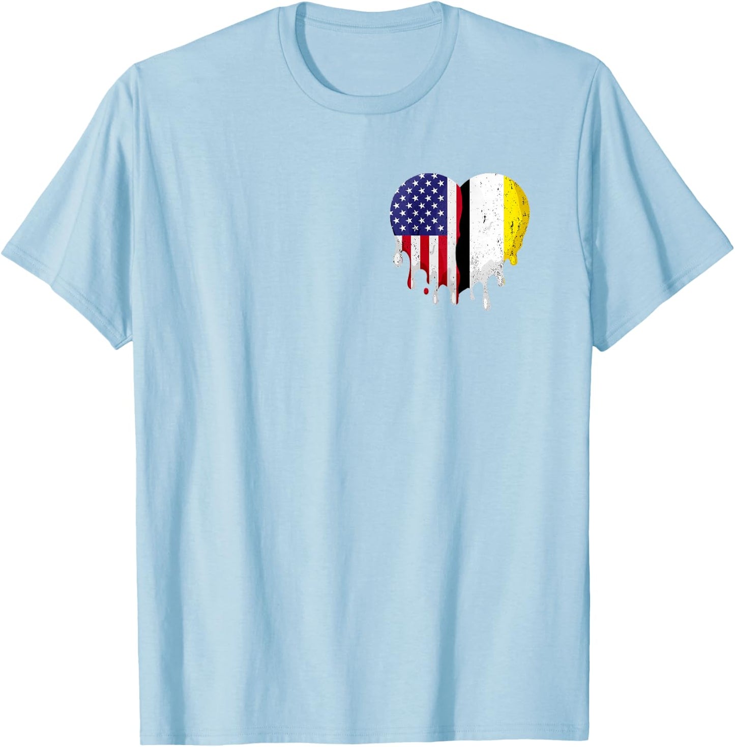 Garifuna Heritage American Grown Heart Garifuna Flag T-Shirt - T-Shirt | Light Blue