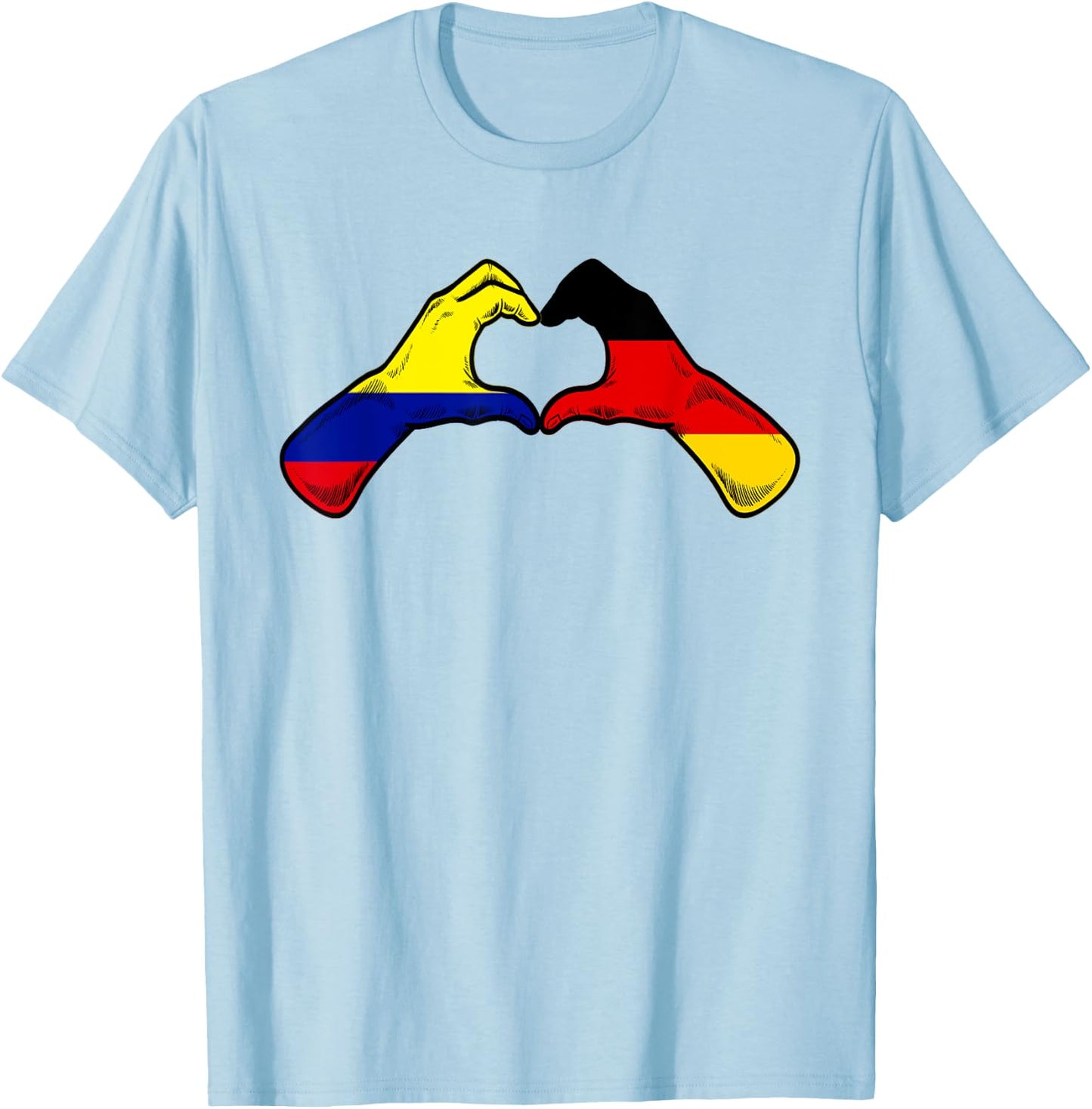 Colombia Germany Flag - Colombian German Heart T-Shirt - T-Shirt | Light Blue
