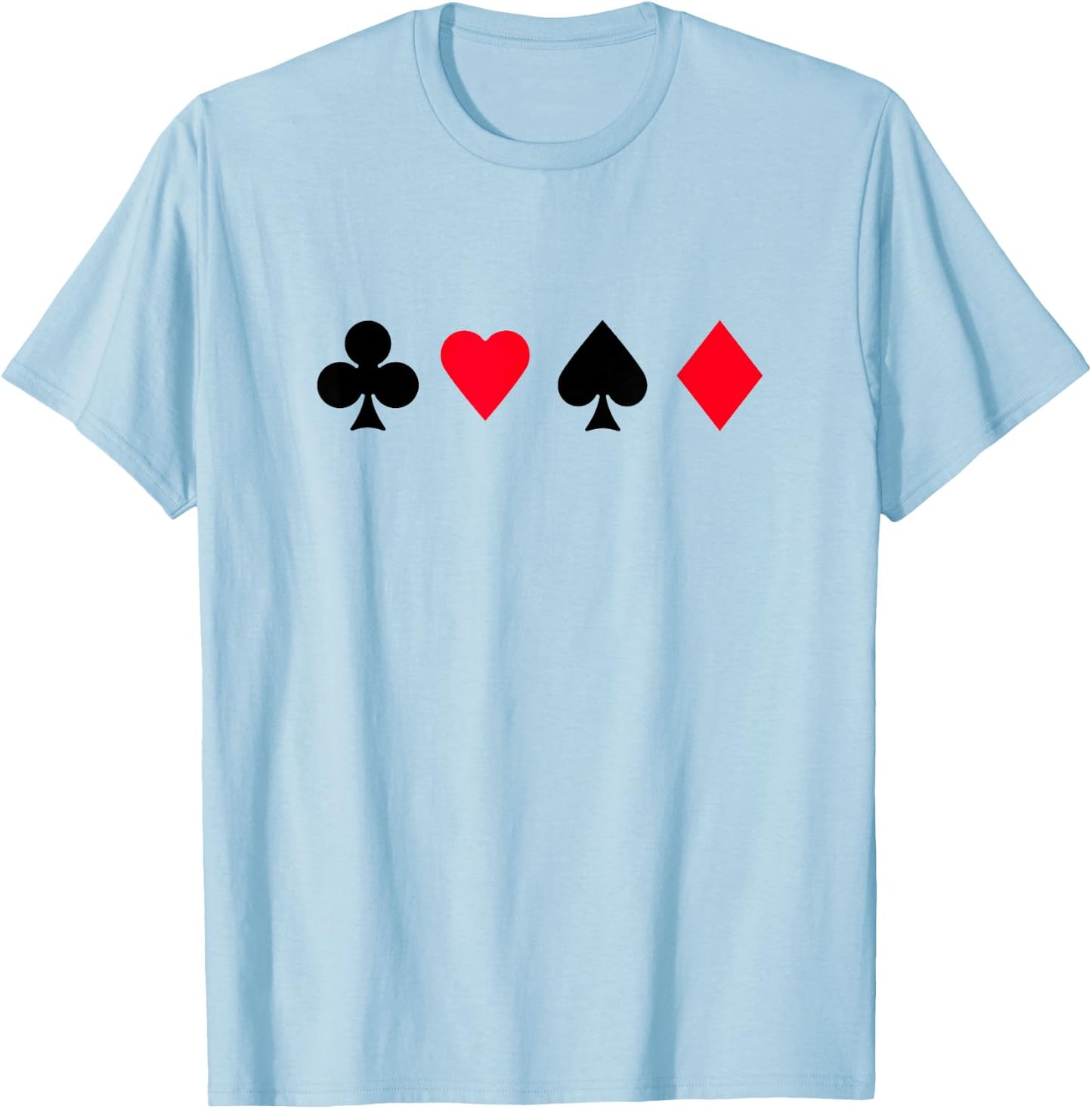 Clubs Spades Hearts Diamonds Playing Card Casino T-Shirt - T-Shirt | Light Blue