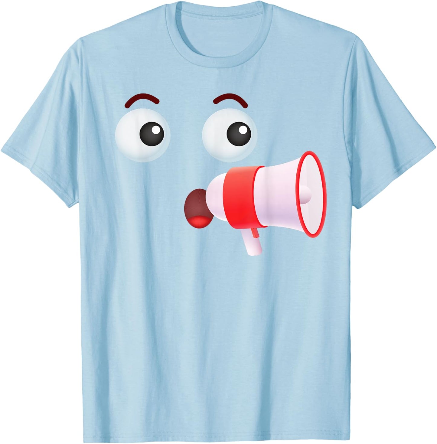 Group Costume Team Outfit Tour Guide Megaphone Emoticon T-Shirt - T-Shirt | Light Blue