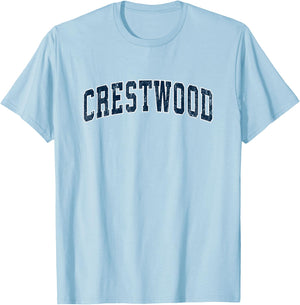 Crestwood Missouri MO Vintage Sports Design Navy Design T-Shirt - T-Shirt | Light Blue