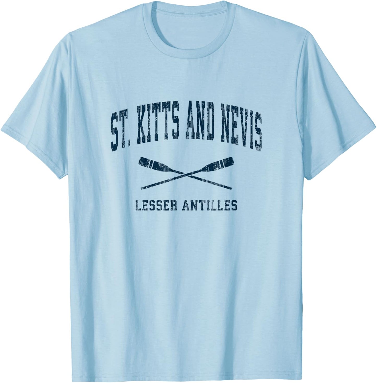 St. Kitts and Nevis Vintage Nautical Paddles Sports Oars T-Shirt - T-Shirt | Light Blue