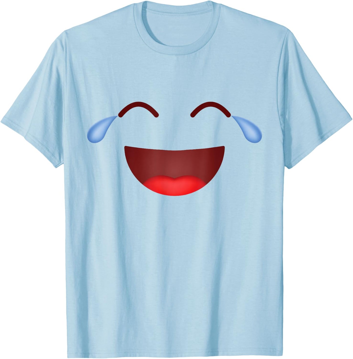 Group Costume Halloween Team Outfit Teary Laughing Emoticon T-Shirt - T-Shirt | Light Blue