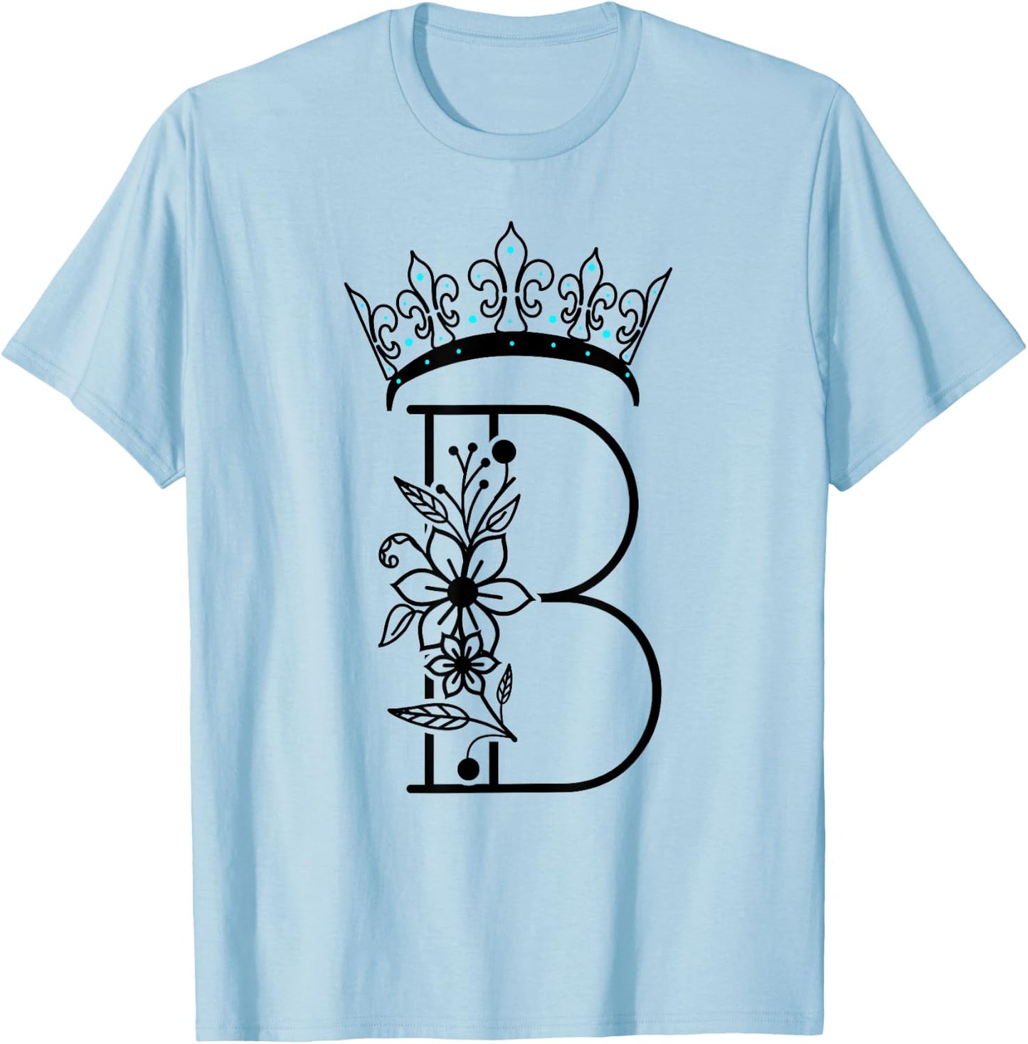 Queen B Bee Letter B Crown Alphabet Monogram Bride Bee Lover T-Shirt - T-Shirt | Light Blue