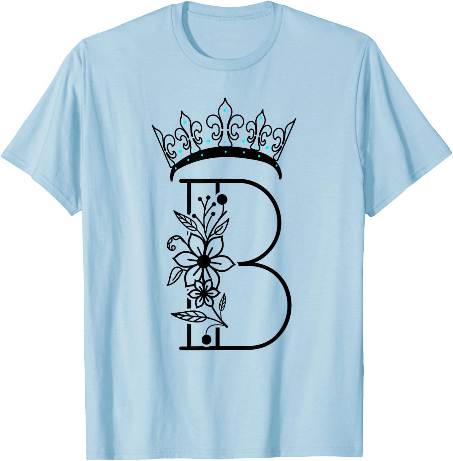 Queen B Bee Letter B Crown Alphabet Monogram Bride Bee Lover T-Shirt - T-Shirt | Light Blue
