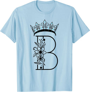 Queen B Bee Letter B Crown Alphabet Monogram Bride Bee Lover T-Shirt - T-Shirt | Light Blue