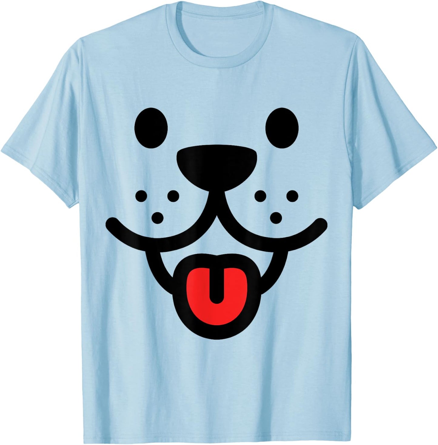 Cute Smiling Dog Face T-Shirt - T-Shirt | Light Blue