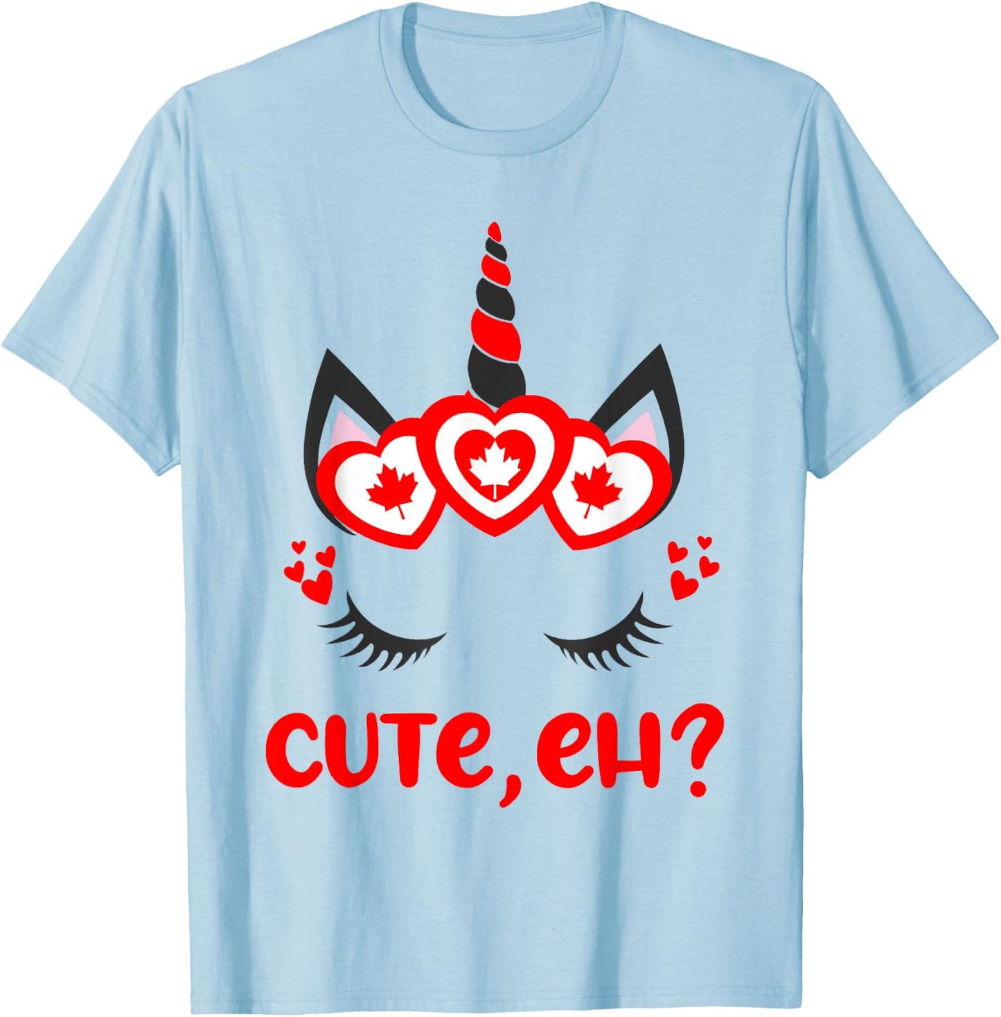 Funny Canadian Eh Girl Cute Unicorn Maple Leaf Canada Day T-Shirt - T-Shirt | Light Blue