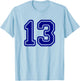 Blue Sports Team Number 13 T-Shirt - T-Shirt | Light Blue