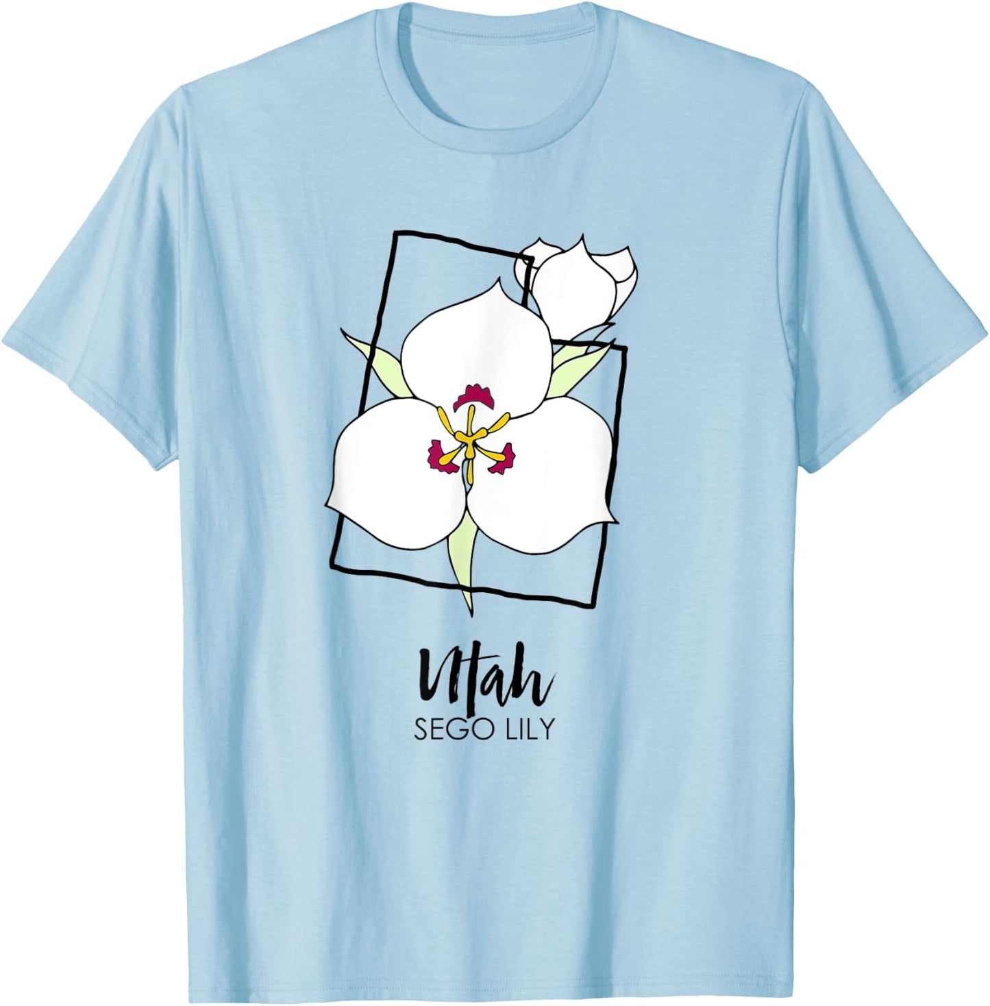 Utah Sego Lily Flower T-Shirt - T-Shirt | Light Blue