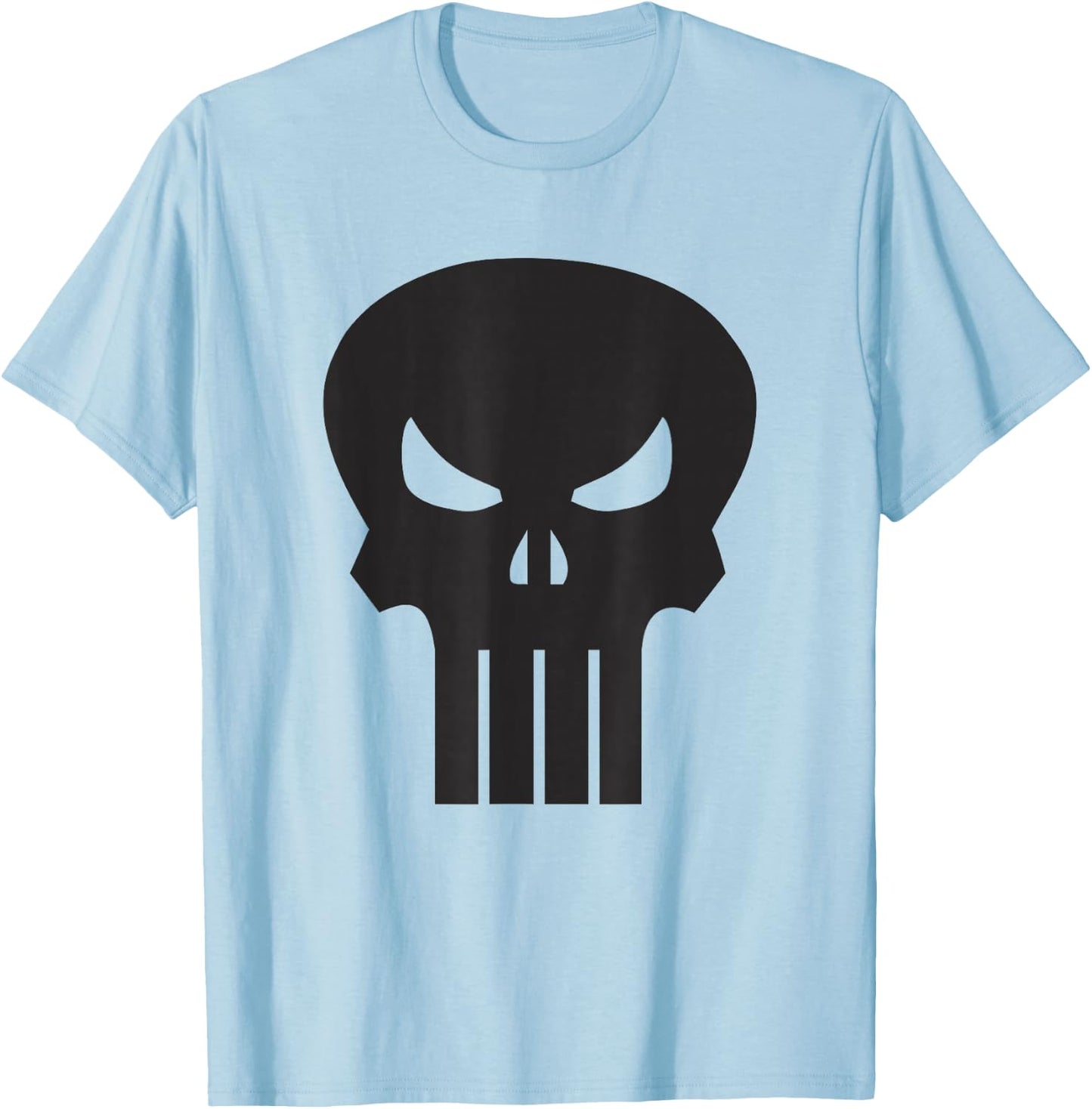 Marvel Comics Retro Classic Punisher Black Skull Chest Logo T-Shirt - T-Shirt | Light Blue