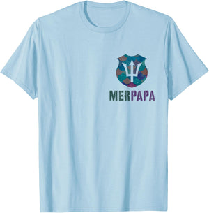 Funny MERPAPA Mermaid Security Dad Beach Patrol Pool Police T-Shirt - T-Shirt | Light Blue