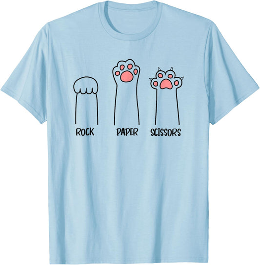 Rock Paper Scissors Cat paw Men Women Kids T-Shirt - T-Shirt | Light Blue