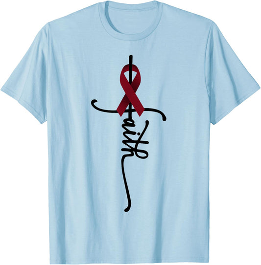 Multiple Myeloma Cancer Faith Multiple Myeloma Cancer T-Shirt - T-Shirt | Light Blue