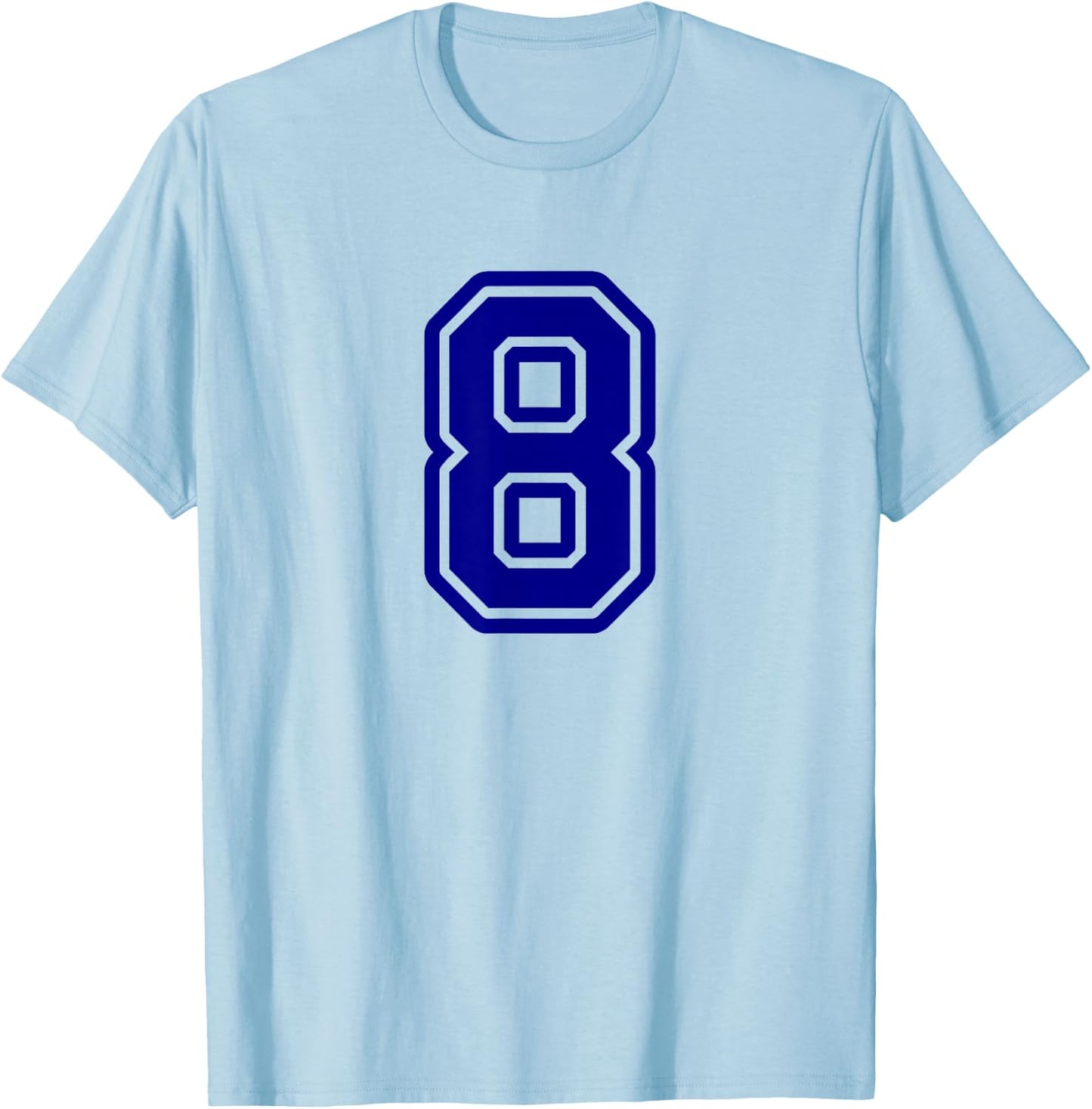 Number 8 Blue Sports Team Varsity T-Shirt - T-Shirt | Light Blue