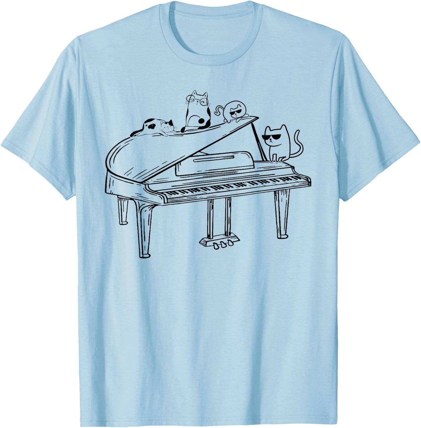 Piano Player - Cat Lover Piano With Cats Piano Lover T-Shirt - T-Shirt | Light Blue