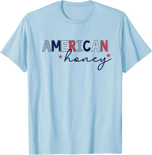 American Honey, Cute 4th of July T-Shirt - T-Shirt | Light Blue