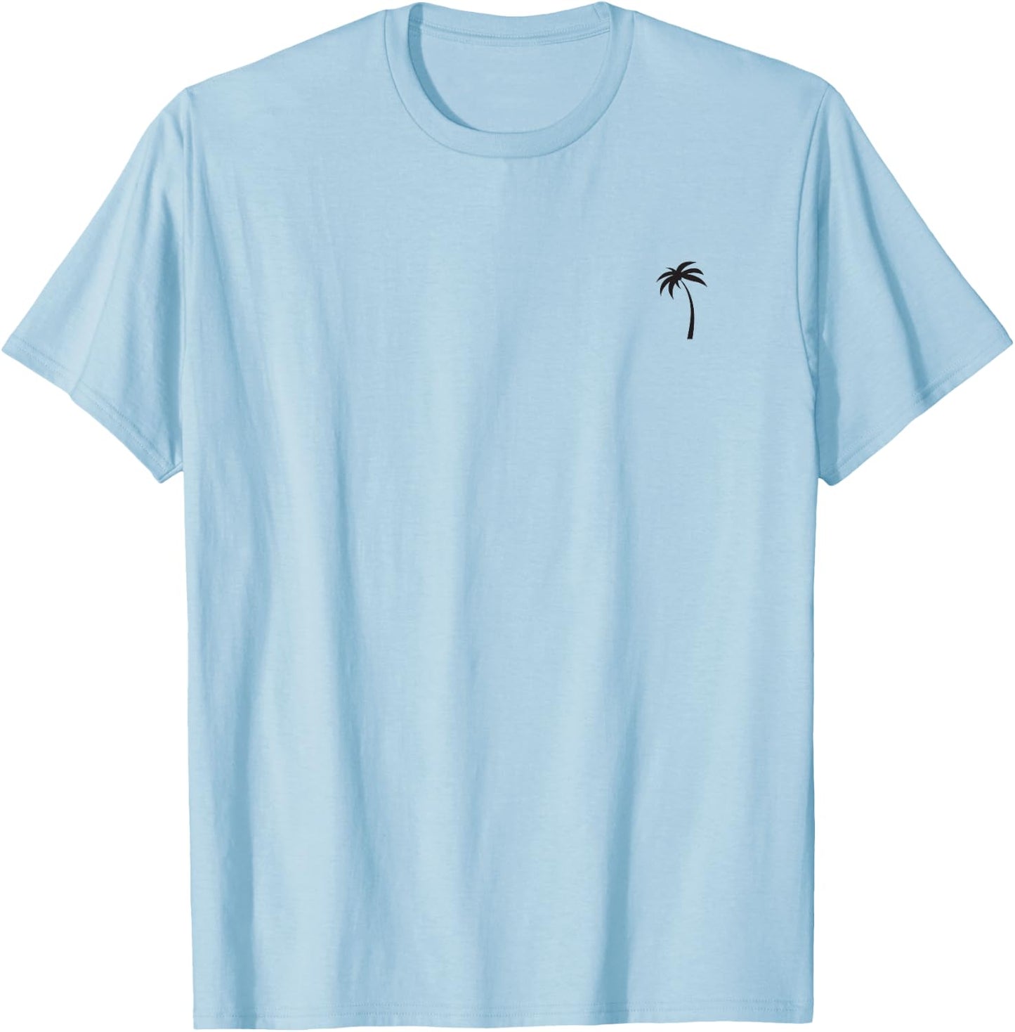 I Live Life Palm Tree Minimalist Left Chest Graphic Tropical T-Shirt - T-Shirt | Light Blue