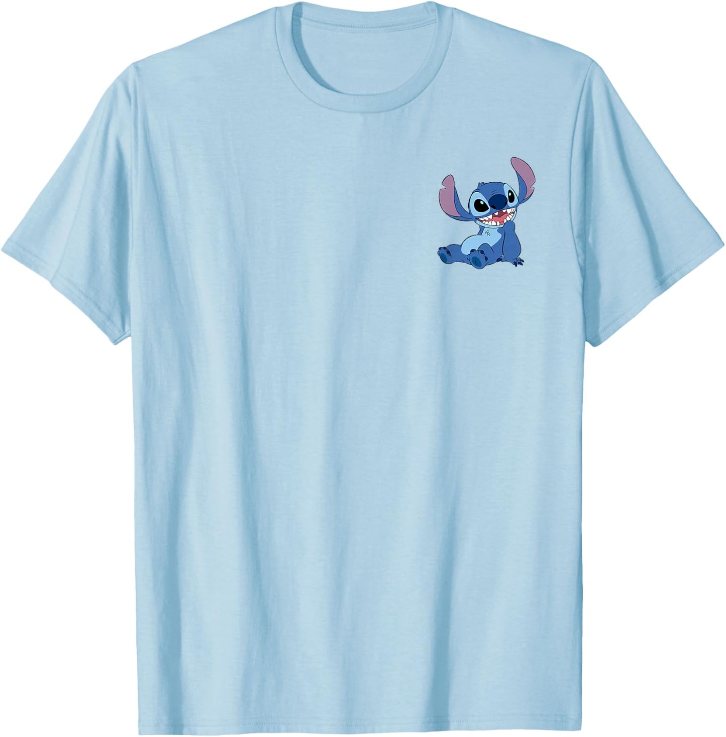 Disney Lilo & Stitch Happy Stitch Pocket Logo T-Shirt - T-Shirt | Light Blue