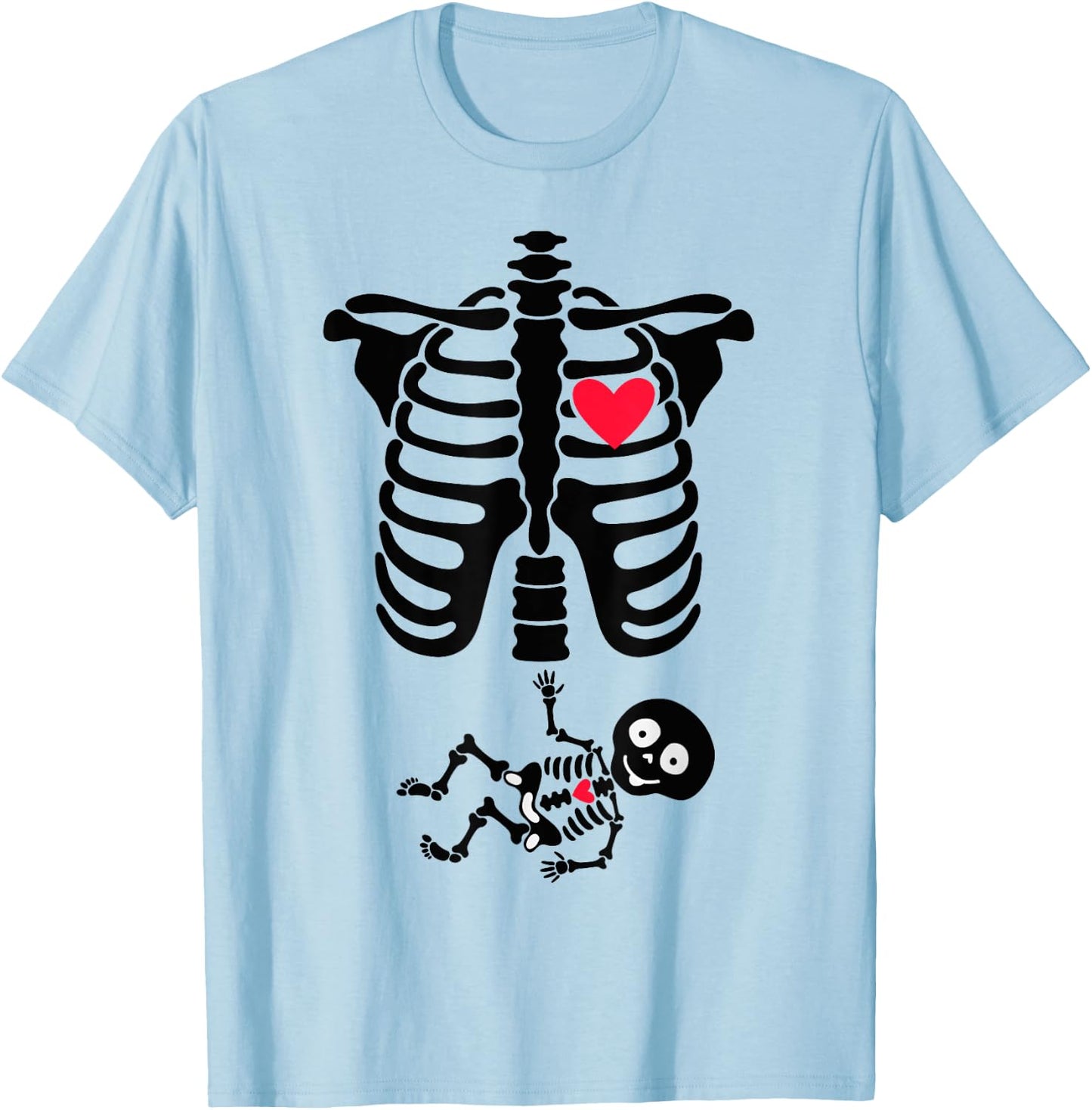 Halloween Costume for Pregnant Mom to Be Skeleton T-Shirt - T-Shirt | Light Blue
