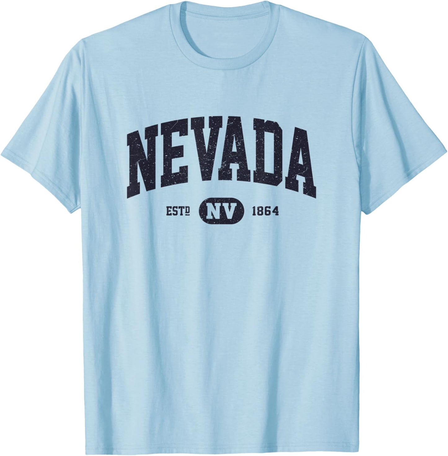Navy Retro Vintage Nevada T-Shirt - T-Shirt | Light Blue