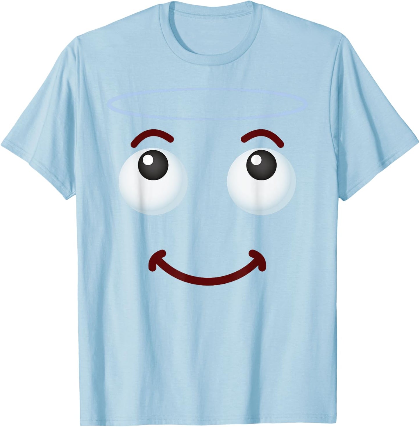 Group Costume Halloween Team Outfit Holy Halo Angel Emoticon T-Shirt - T-Shirt | Light Blue