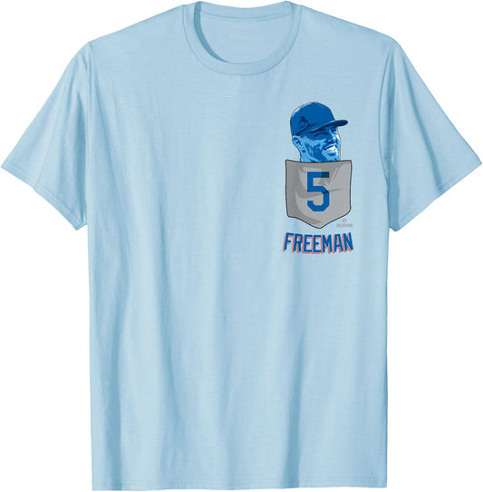 Freddie Freeman Los Angeles Baseball Pocket MLBPA T-Shirt - T-Shirt | Light Blue
