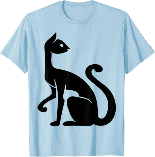 Fun Cat . Animal Kitten Pet. Black Cat. Feline, Egyptian T-Shirt - T-Shirt | Light Blue