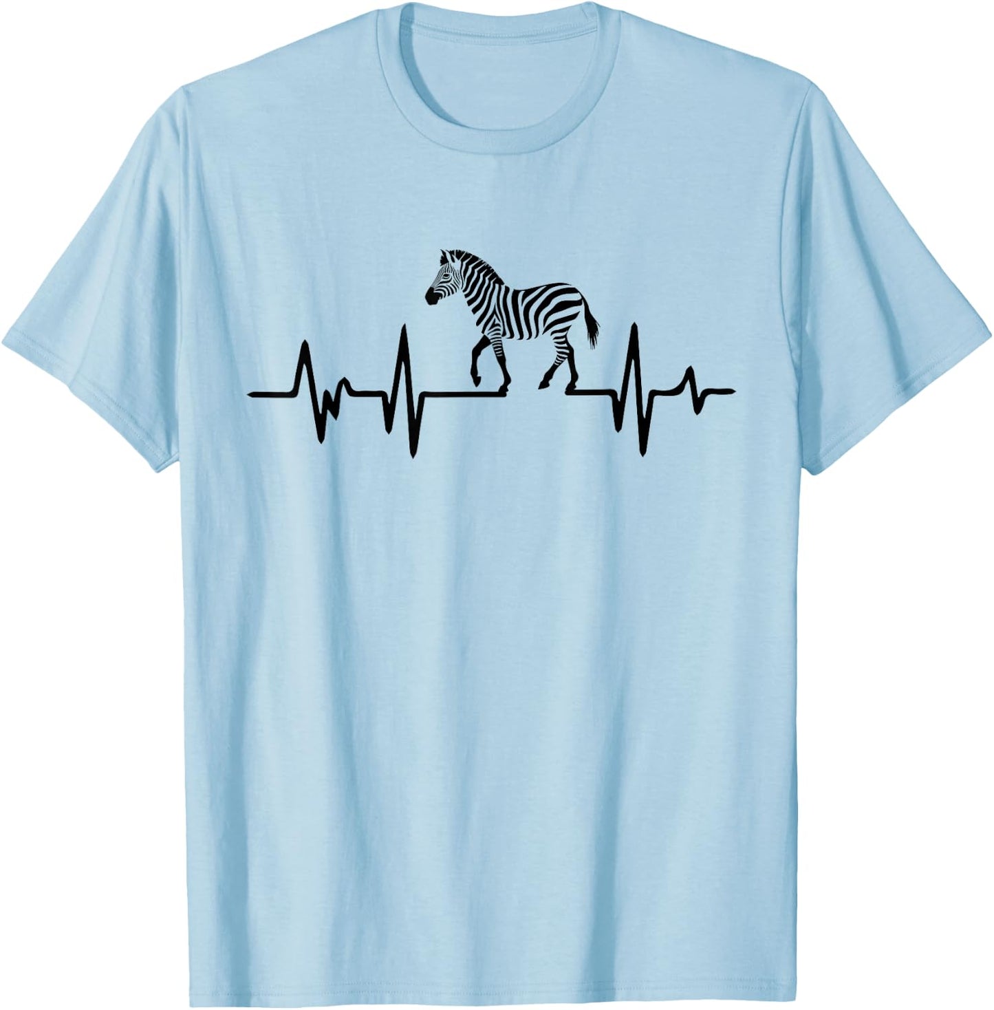 Zebra Heartbeat Graphic T-Shirt - T-Shirt | Light Blue