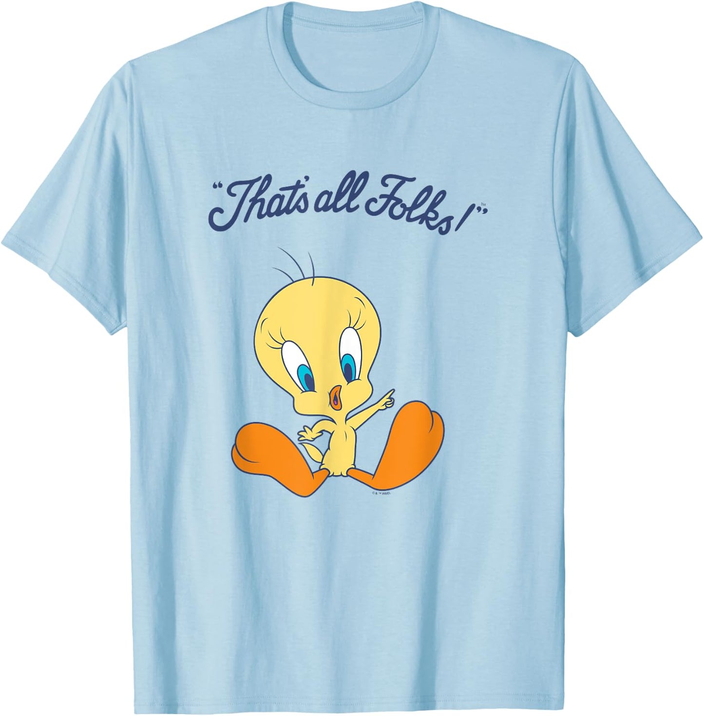 Looney Tunes "That’s All Folks!" Cute Tweety Bird Logo T-Shirt - T-Shirt | Light Blue