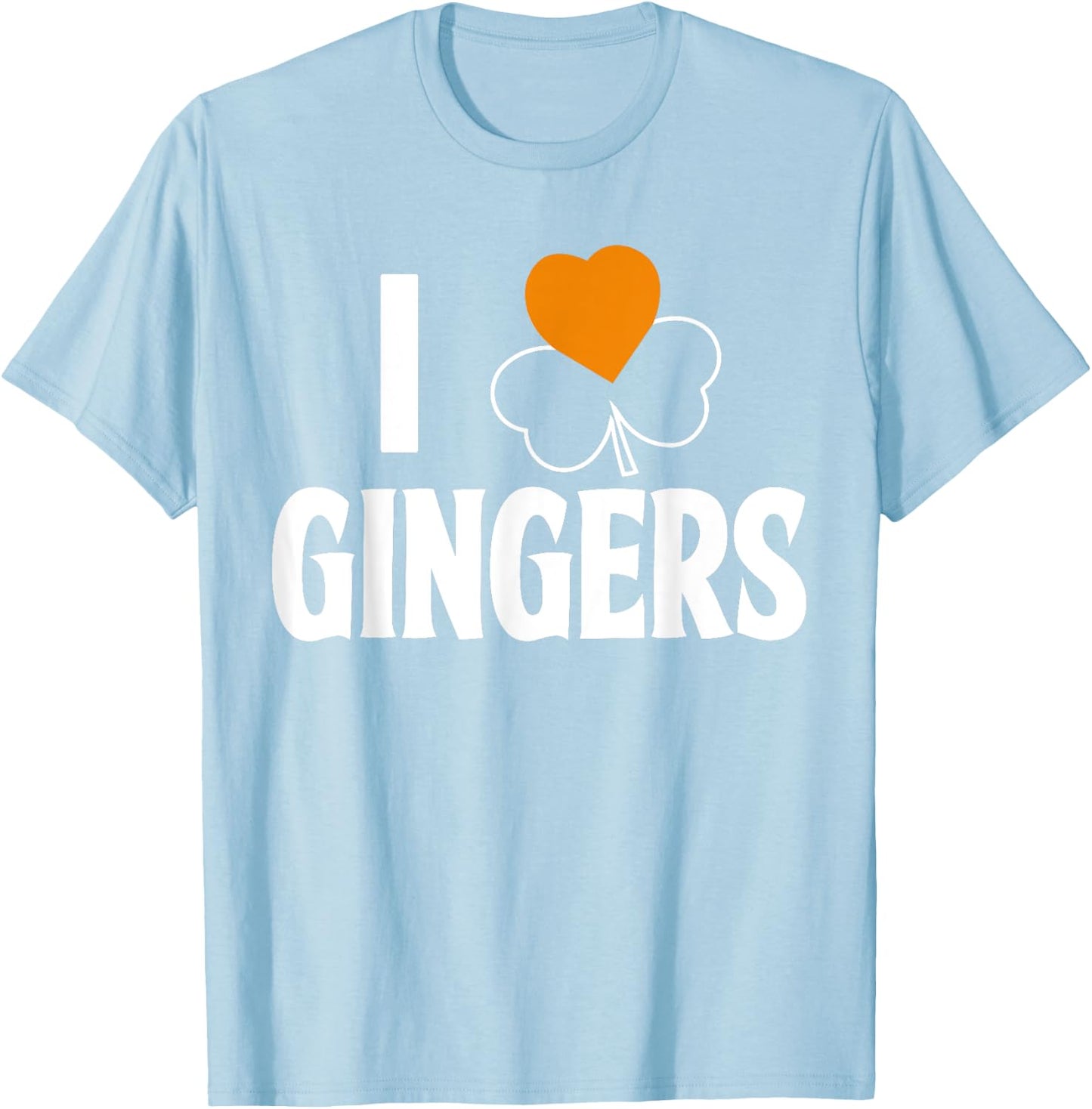 I Love Gingers Heart Shamrock Redhead Lover Irish T-Shirt - T-Shirt | Light Blue
