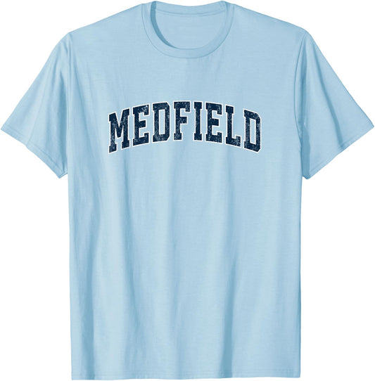 Medfield Massachusetts MA Vintage Sports Design Navy Design T-Shirt - T-Shirt | Light Blue