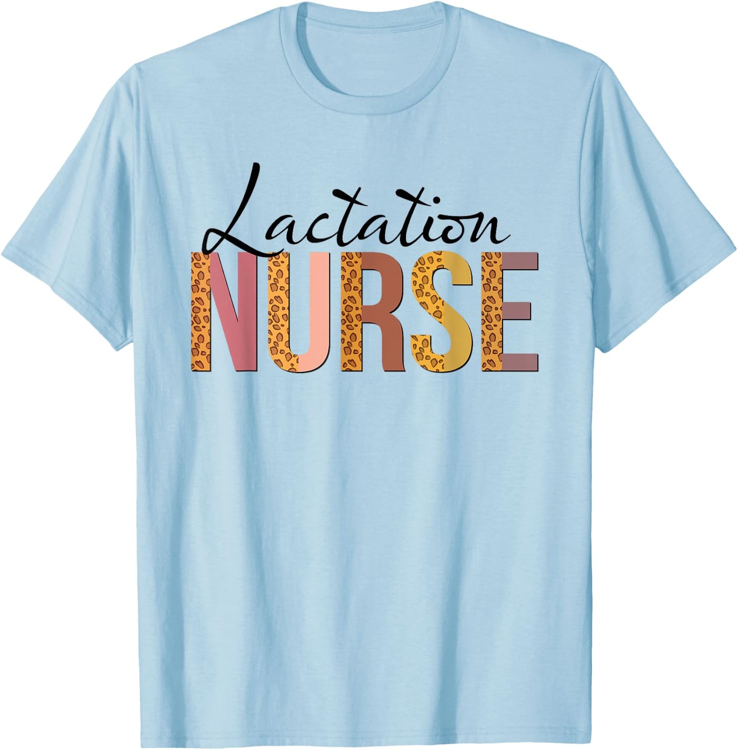 Leopard Lactation Nurse Gifts Nursing Apparel T-Shirt - T-Shirt | Light Blue