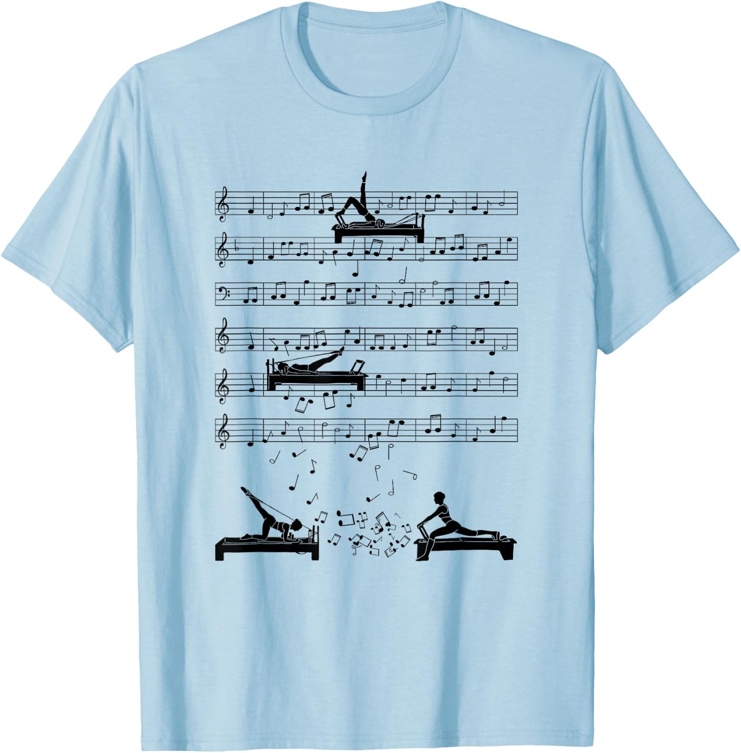 Funny Reformer Pilates music Note fitness Reformer music T-Shirt - T-Shirt | Light Blue