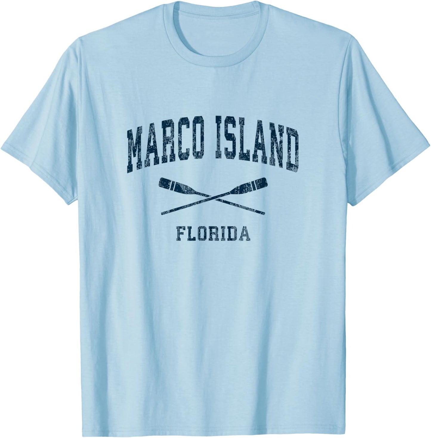 Marco Island Florida Vintage Nautical Paddles Sports Oars T-Shirt - T-Shirt | Light Blue
